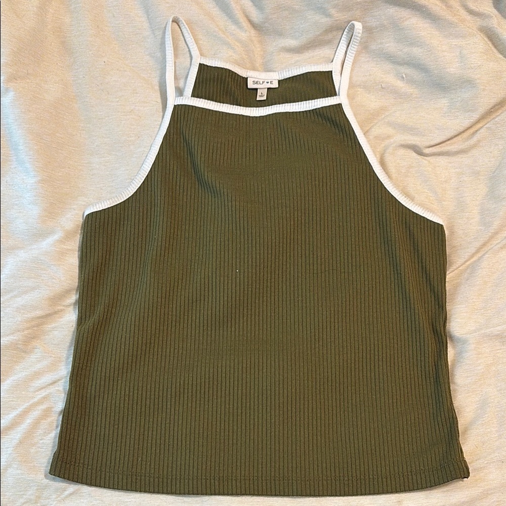 Olive Green Ribbed Tank Top
